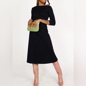 Cobalt Street 3/4 Sleeve BCI Cotton Boatneck Mid-calf Flared Black Dress 3XL